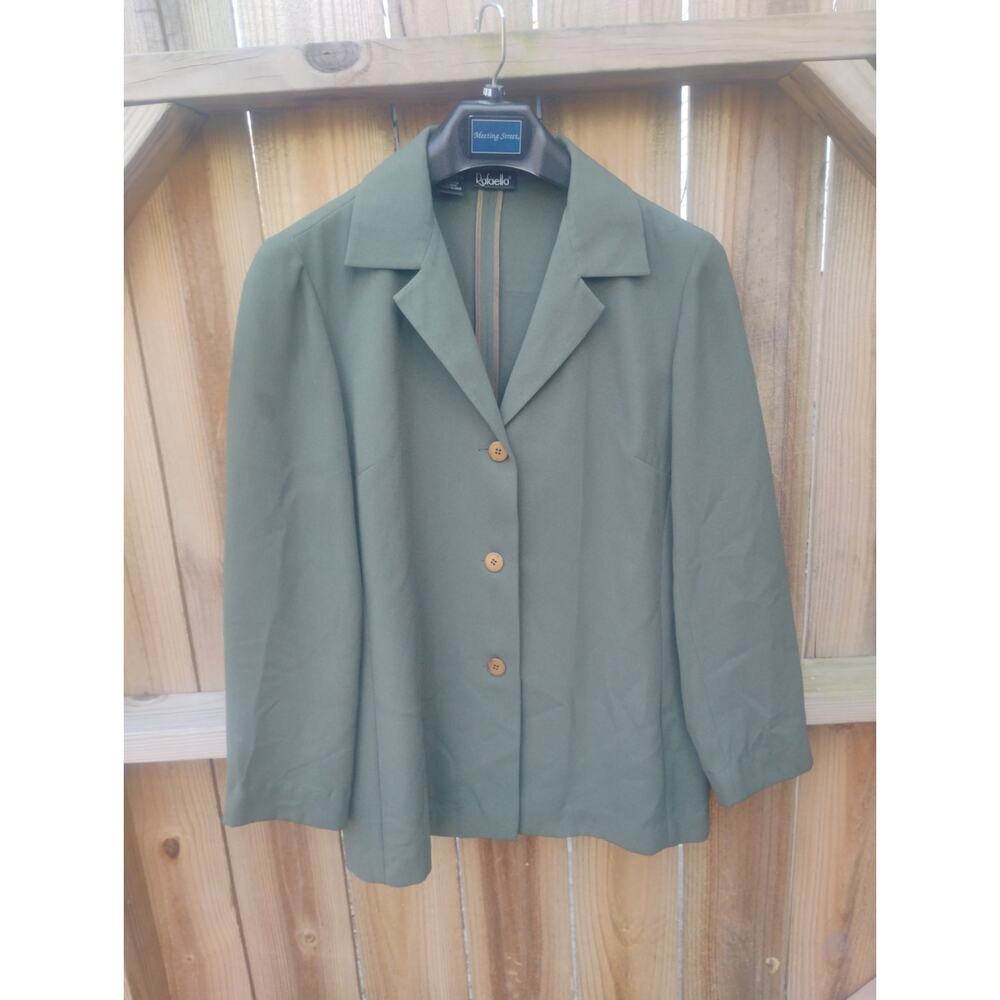 Vintage Rafaella Womens Blazer Jacket Size 12 Olive Green Career Office 90s